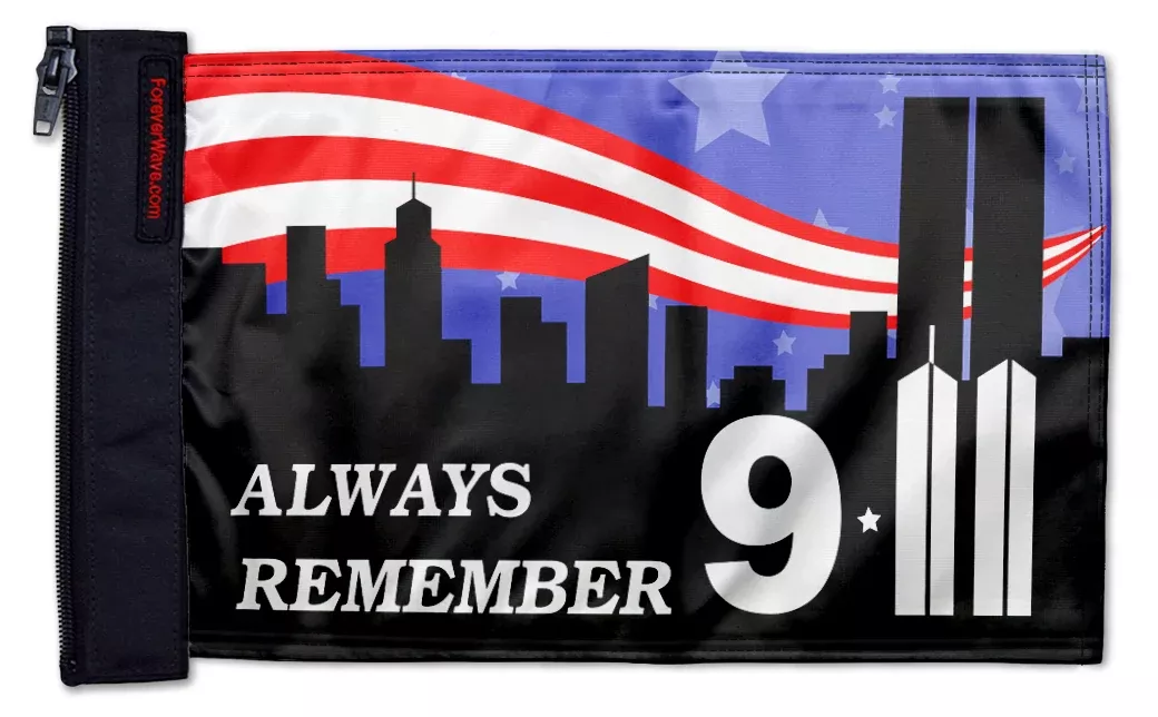 911 Tribute 12"x18" Forever Wave Flag for Jeep Wrangler JKU 4-Door 2007-2018