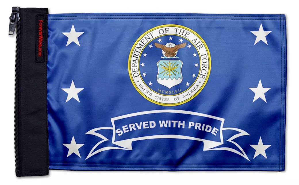 Air Force Served With Pride 12"x18" Forever Wave Flag for Jeep Wrangler JKU 4-Door 2007-2018