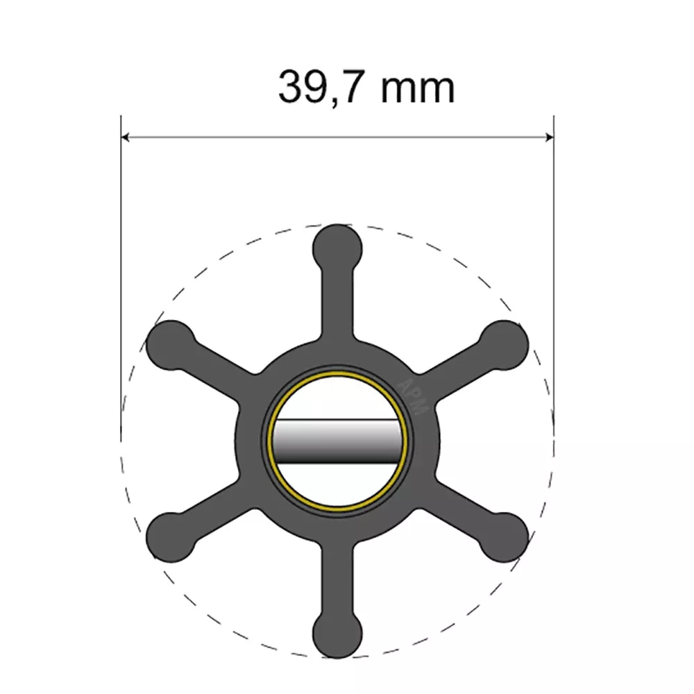Albin Group Premium Impeller Kit - 39.7 x 12 x 19.2mm - 6 Blade - Pin Insert [06-01-002]