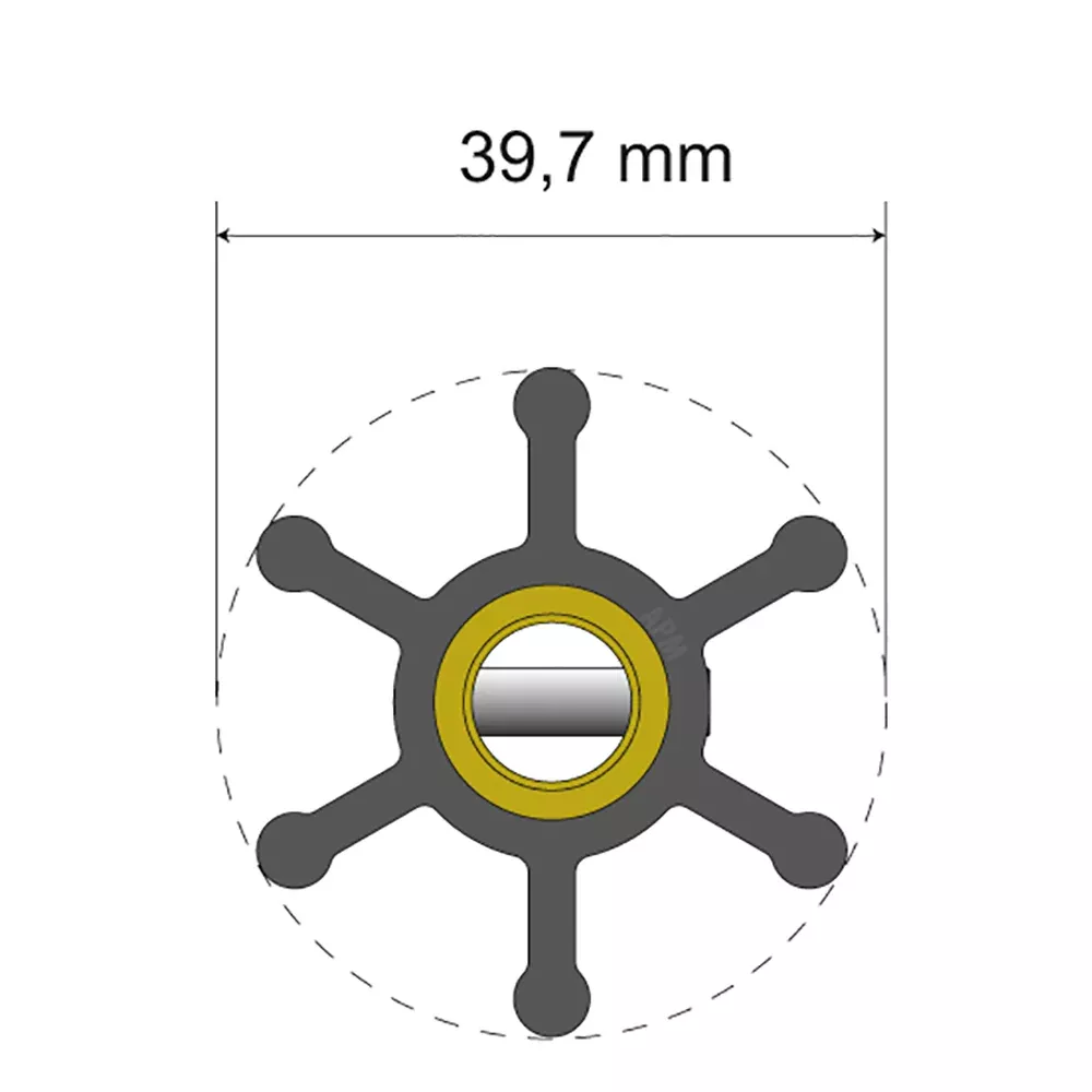 Albin Group Premium Impeller Kit - 39.7 x 9.5 x 19.2mm - 6 Blade - Pin Insert [06-01-003]