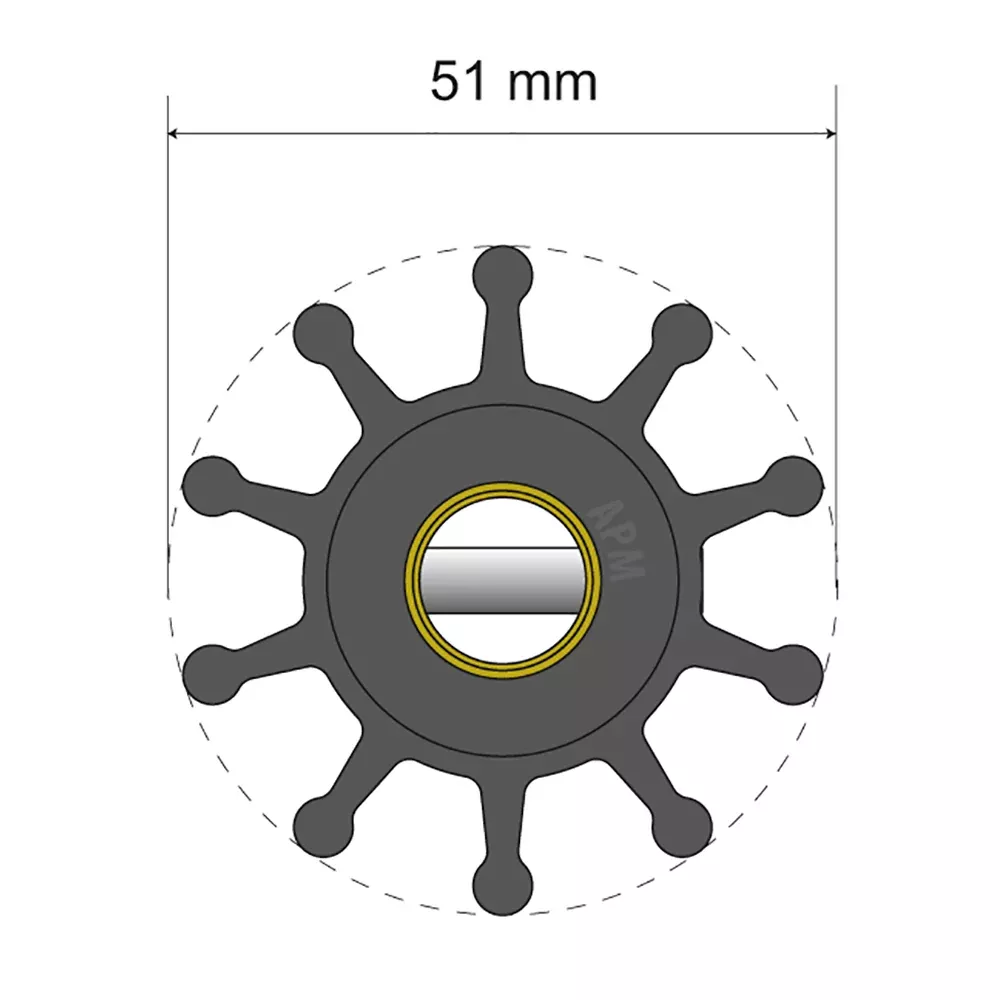 Albin Group Premium Impeller Kit - 51 x 12.7 x 22mm - 10 Blade - Pin Insert [06-01-011]