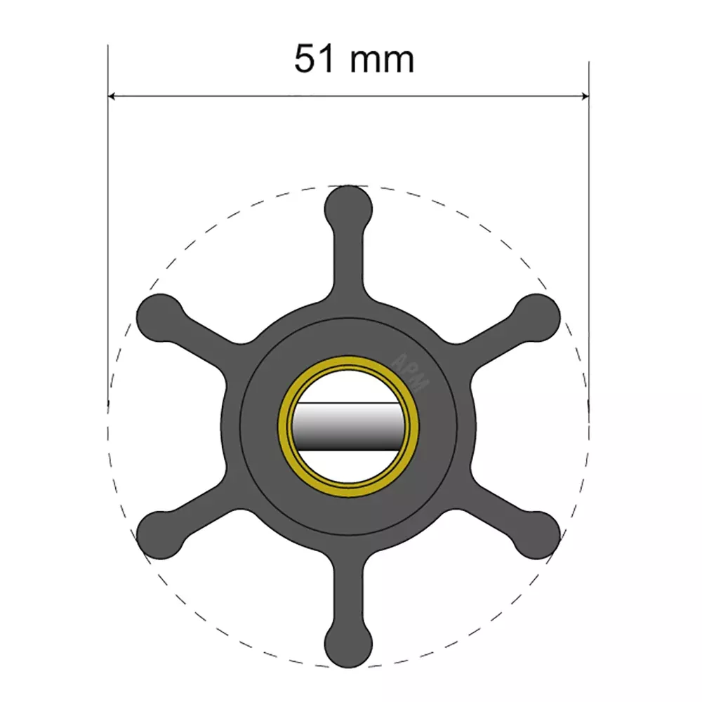 Albin Group Premium Impeller Kit - 51 x 22 x 12mm - 6 Blade - Pin Insert [06-01-005]