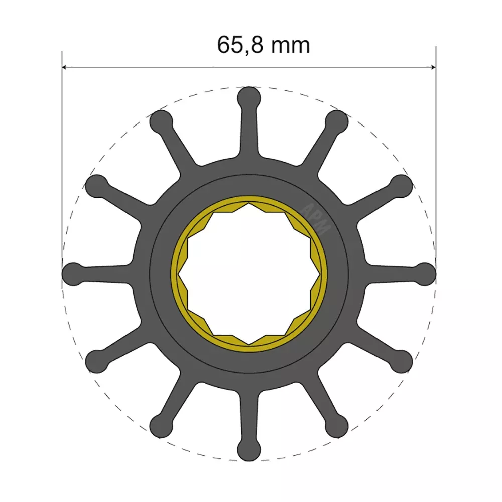 Albin Group Premium Impeller Kit 65.8 x 25 x 80mm - 12 Blade - Spline Insert [06-01-020]