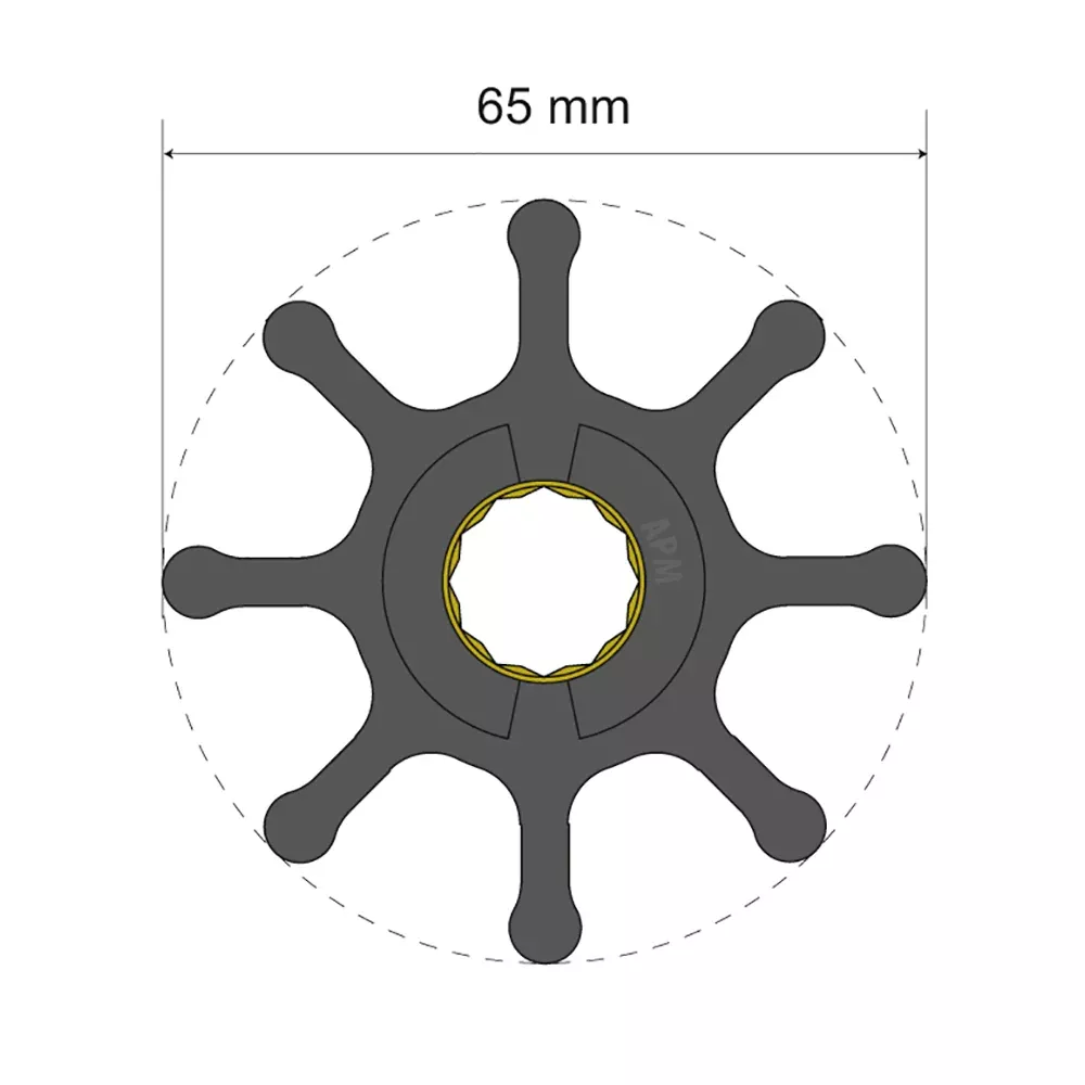 Albin Group Premium Impeller Kit 65 x 16 x 37mm - 8 Blade - Spline Insert [06-01-017]