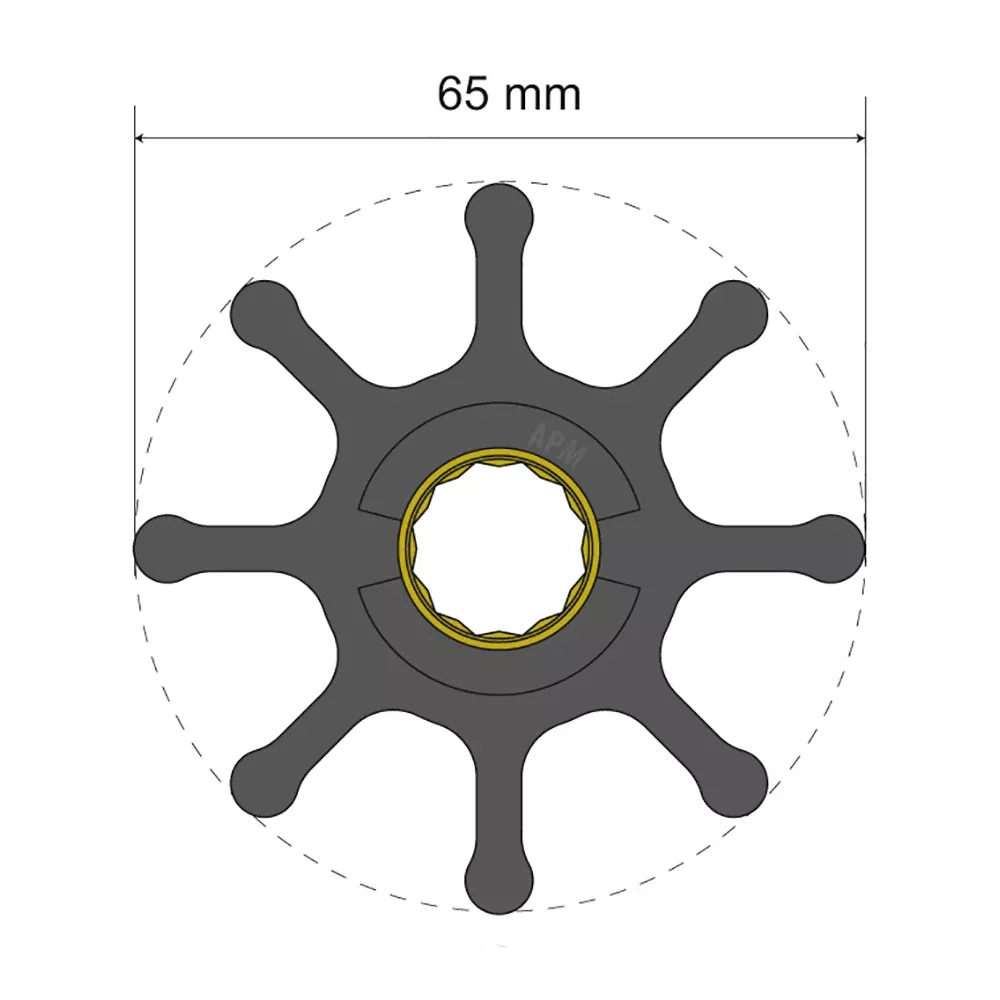 Albin Group Premium Impeller Kit 65 x 16 x 50mm - 8 Blade - Spline Insert [06-01-021]