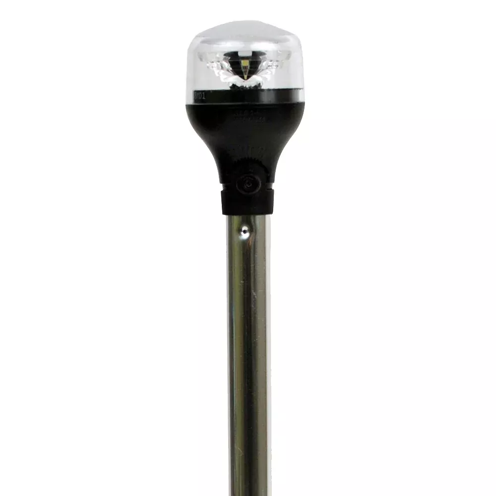 Attwood LightArmor All-Around Light - 12" Aluminum Pole - Black Vertical Composite Base w/Adapter | 5557-PV12A7