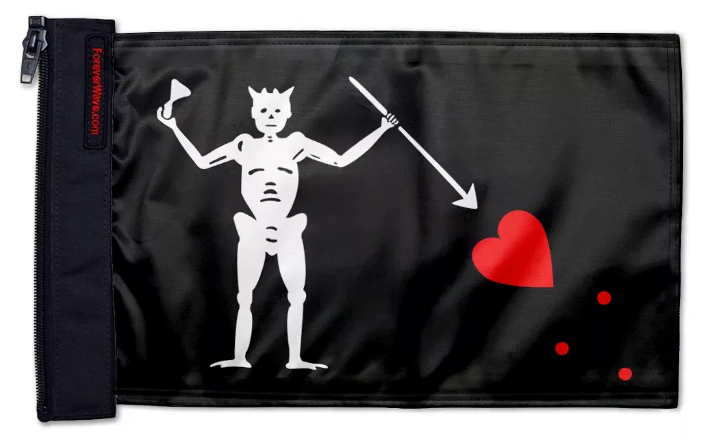 Blackbeard 12"x18" Forever Wave Flag for Jeep Wrangler CJ-7 and CJ-8 1976-1986