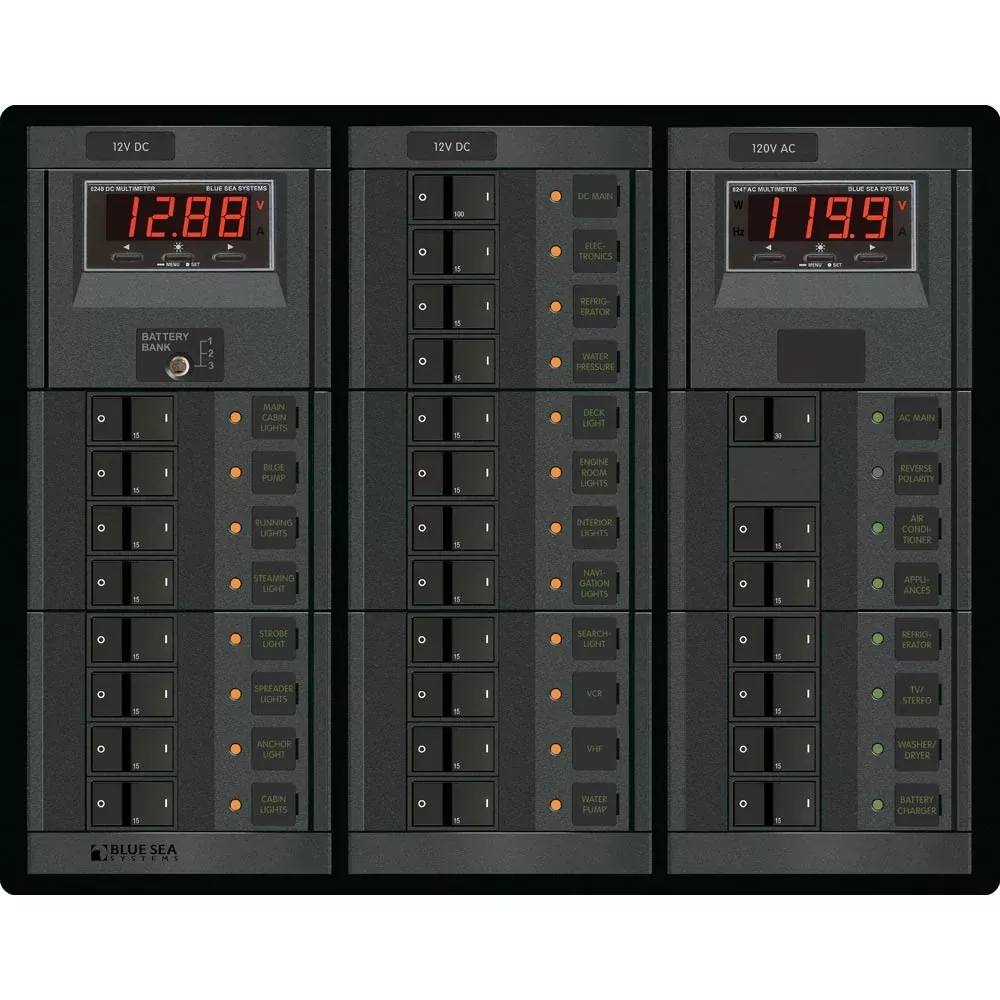 Blue Sea 1218 12V DC Main + 19 Positions / 120V AC Main + 6 Positions | 1218