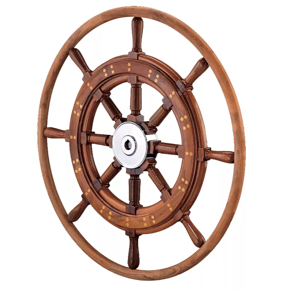 Edson 30" Teak Yacht Wheel w/Teak Rim & Chrome Hub | 603CH-30