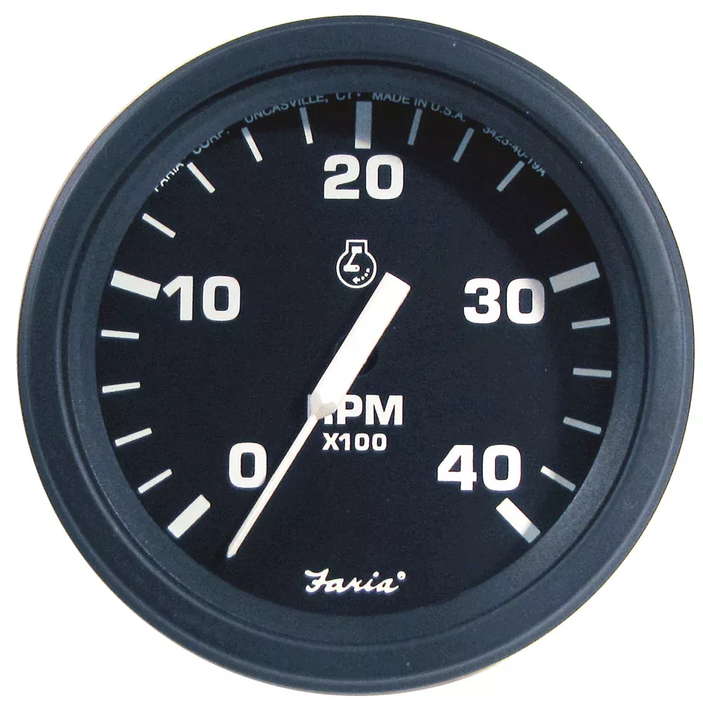 Faria 4" HD Tachometer (4000 RPM) Diesel (Mech Takeoff & Var Ratio Alt) - Black | 43003