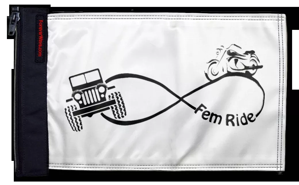 Fem Ride 12"x18" Forever Wave Flag for Jeep Wrangler JKU 4-Door 2007-2018