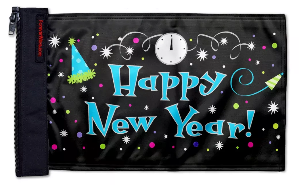 Happy New Year 12"x18" Forever Wave Flag