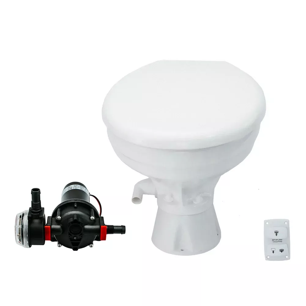 Johnson Pump AquaT Toilet Silent Electric Comfort - 12V w /Pump [80-47232-01]