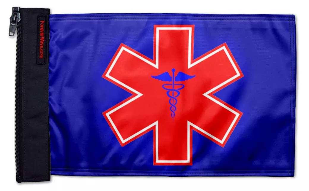 Medical 12"x18" Forever Wave Flag for Jeep Wrangler LJ 2003-2006