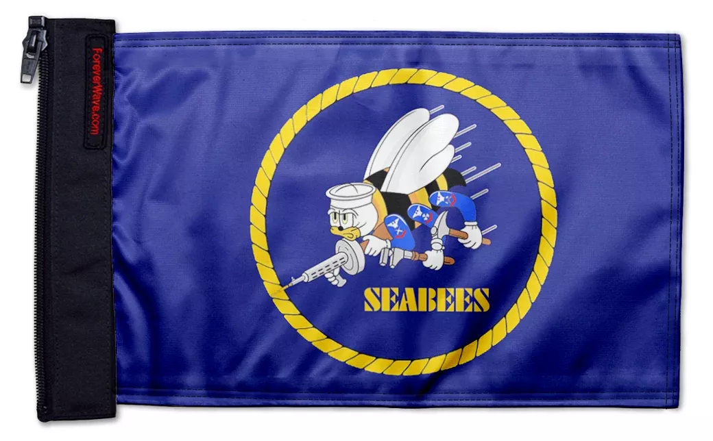 Navy Seabees 12"x18" Forever Wave Flag
