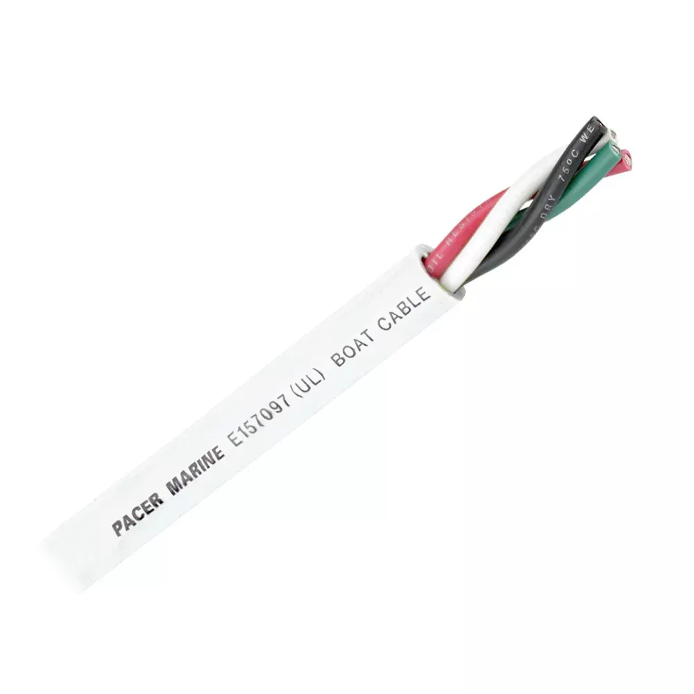 Pacer Round 4 Conductor Cable - 500 - 10/4 AWG - Black, Green, RedWhite [WR10/4-500]