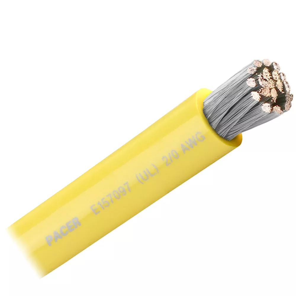 Pacer Yellow 2 /0 AWG Battery Cable - Sold By The Foot[WUL2 /0YL-FT]