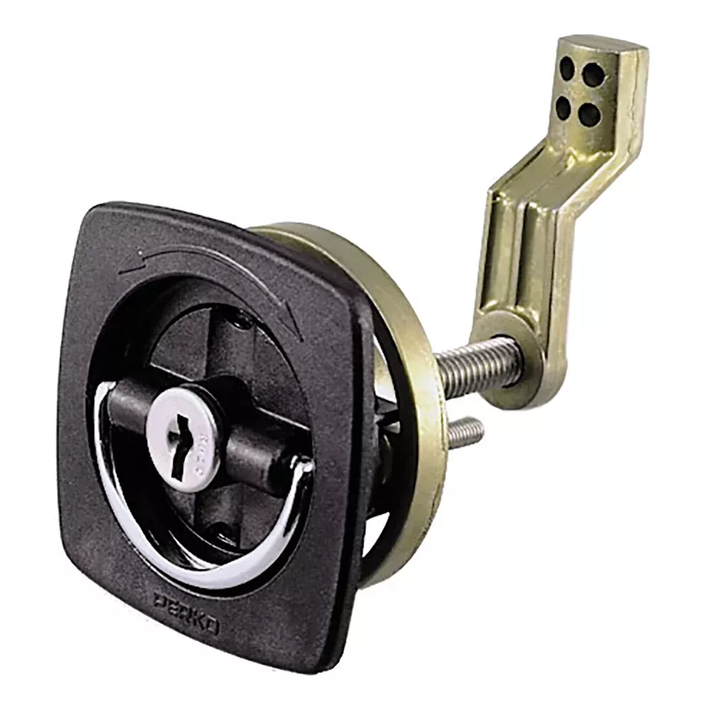 Perko Black Flush Lock - 2.5" x 2.5" w/Offset Cam Bar & Flexible Polymer Strike | 0931DP1BLK