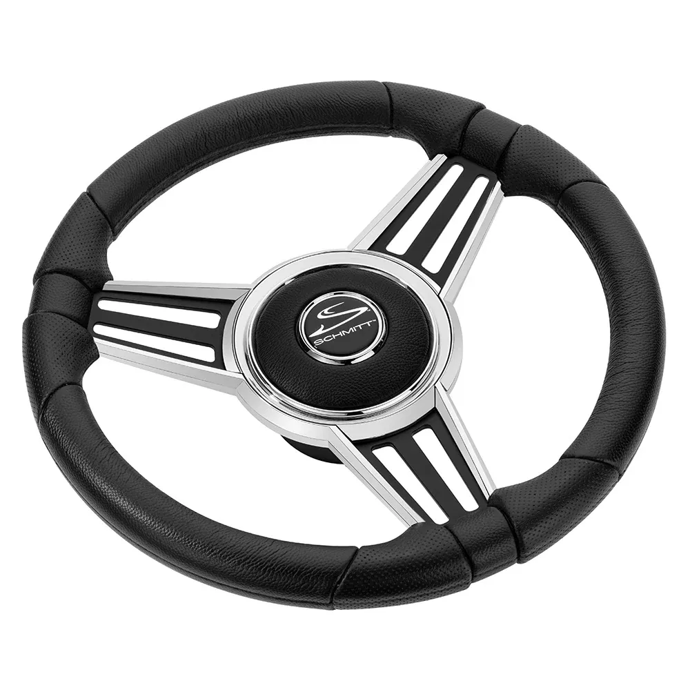 Schmitt Marine PU30 14" Wheel - Chrome CapSpoke Inserts - Black Spokes - 3/4" Tapered Shaft