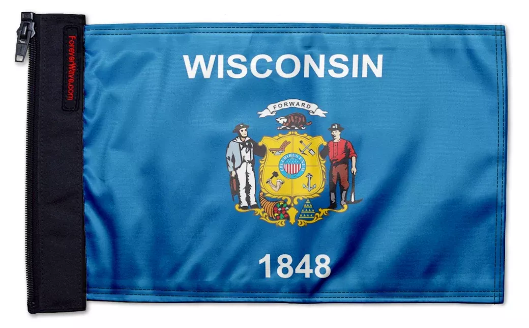 State Flag Wisconsin 12"x18" Forever Wave Flag for Jeep Wrangler JL 2-Door 2018-Present