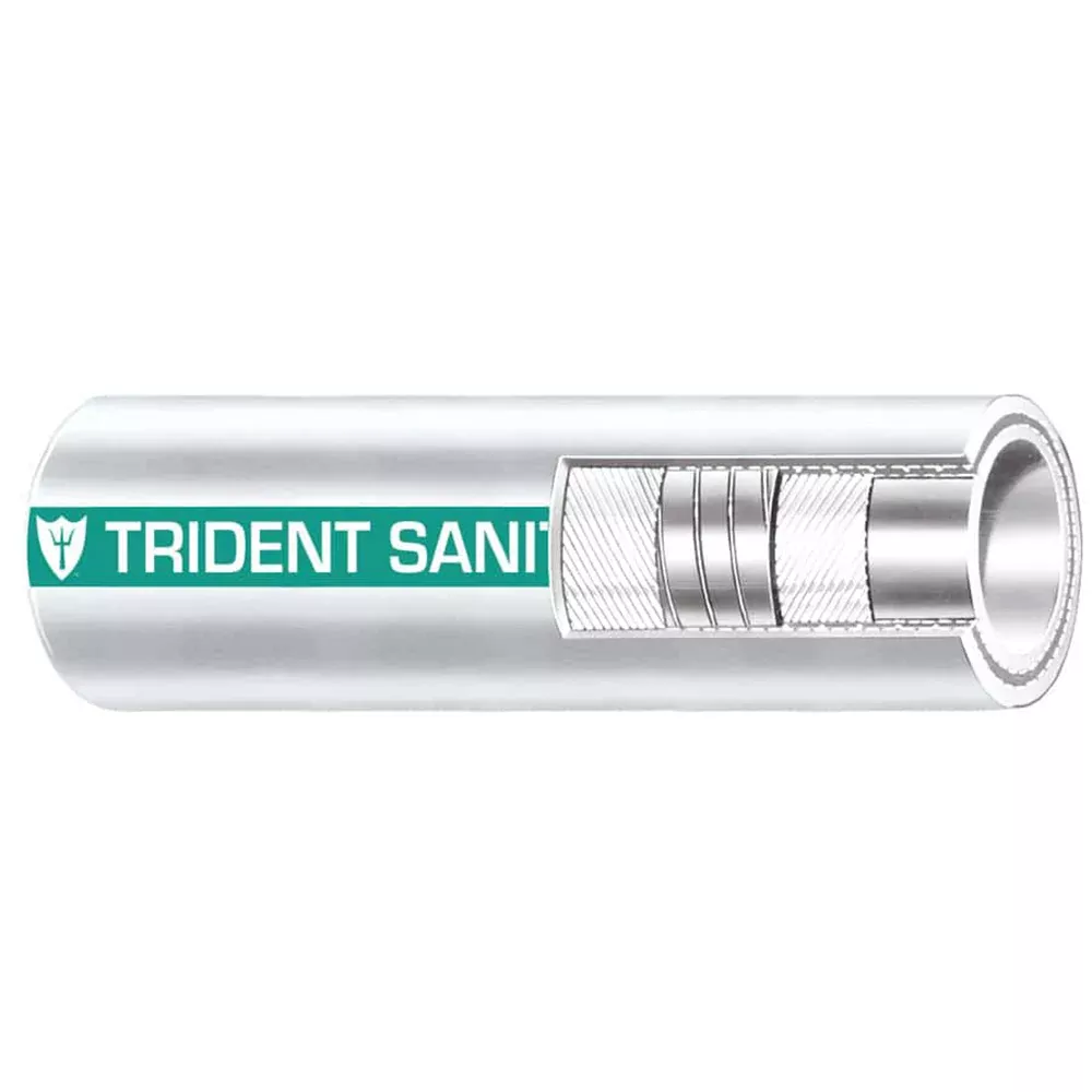 Trident Marine 1-1/2" x 50 Coil Premium Marine Sanitation Hose - White w/Green Stripe