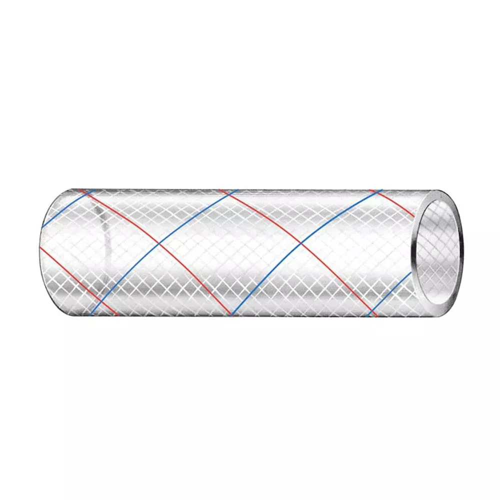 Trident Marine 5/8" x 50' Clear Reinforced PVC Hose Tubing RedBlue Tracer