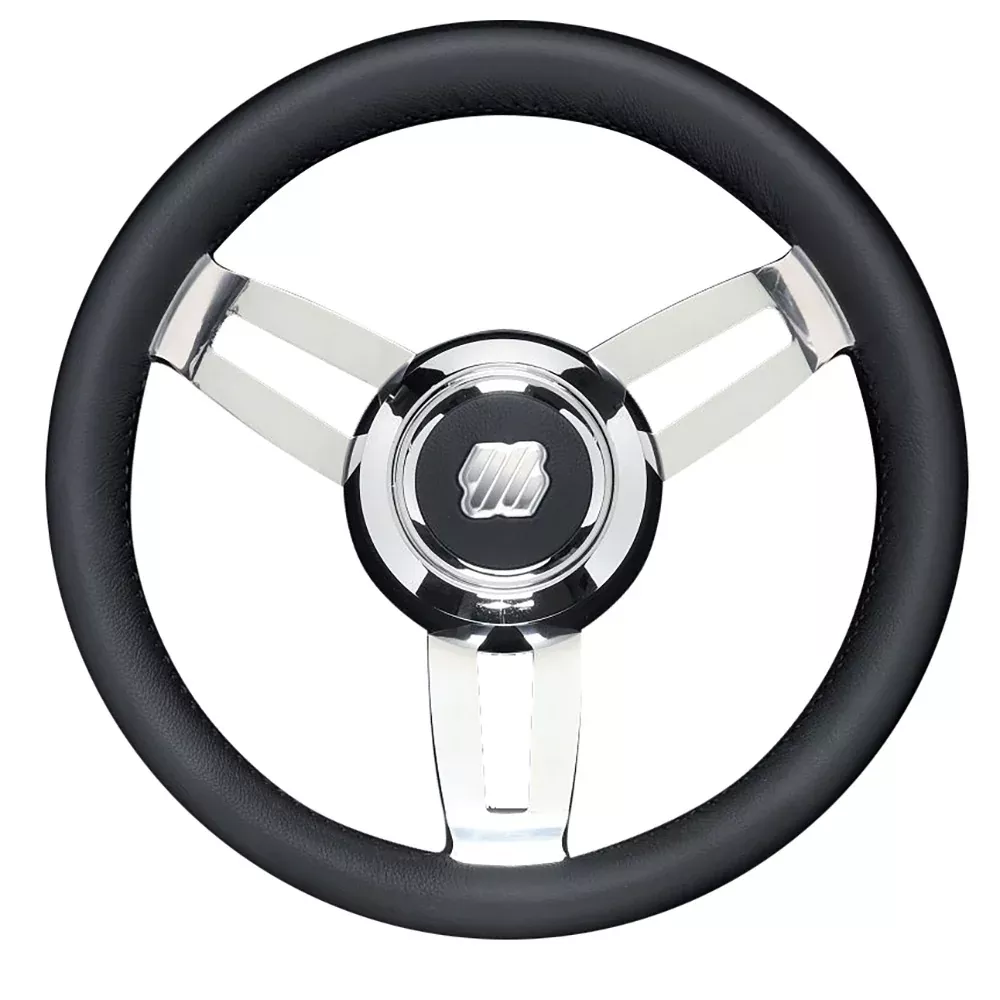 Uflex Morosini 13.8" Steering Wheel - Black Polyurethane w/Stainless Steel SpokesChrome Hub