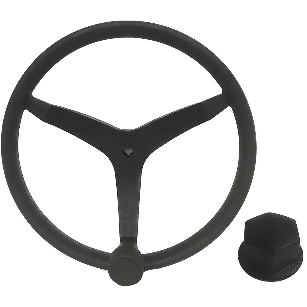 Uflex - V46 - 13.5" Stainless Steel Steering Wheel w/Speed KnobChrome Nut - Black [V46B KIT]