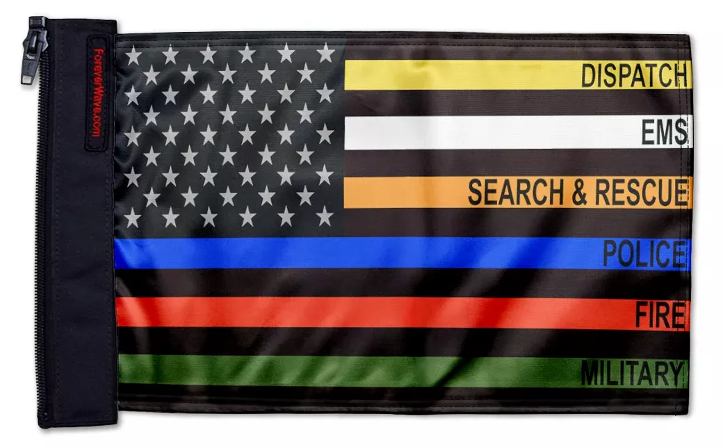 USA Subdued First Responders 12"x18" Forever Wave Flag for Jeep Wrangler JK 2-Door 2007-2018