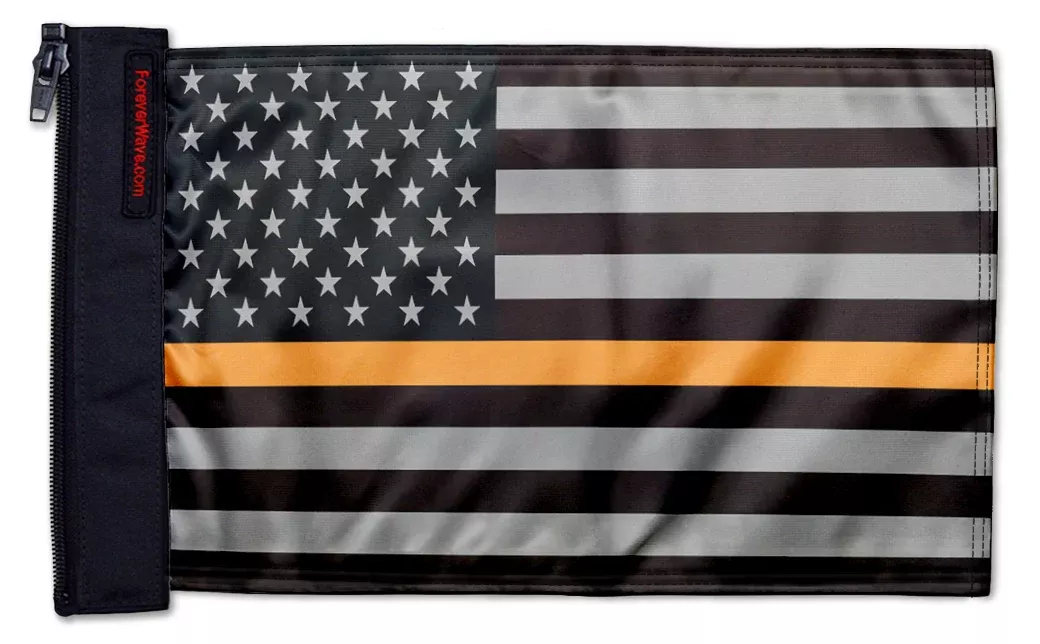 USA Subdued Thin Orange Line 12"x18" Forever Wave Flag for Jeep Wrangler LJ 2003-2006