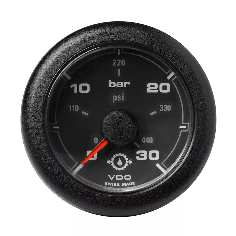 Veratron 52MM (2-1/16") OceanLink Transmission Oil Pressure Gauge - 30 Bar/440 PSI - Black DialBezel [A2C1066040001]