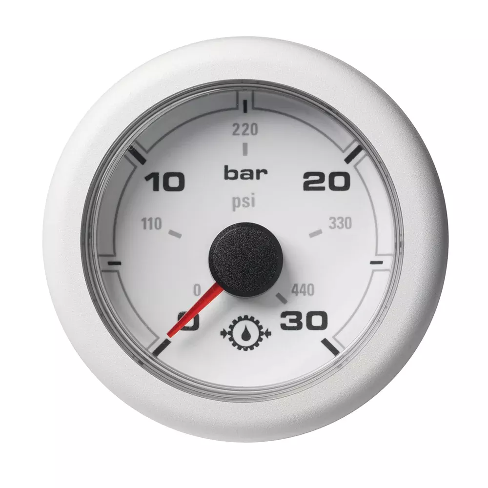 Veratron 52MM (2-1/16") OceanLink Transmission Oil Pressure Gauge - 30 Bar/440 PSI - White DialBezel [A2C1066050001]