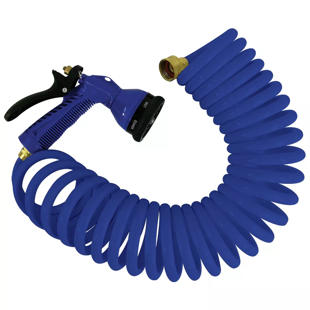 Whitecap 50' Blue Coiled Hose w/Adjustable Nozzle | P-0442B