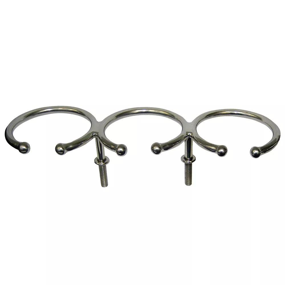 Whitecap Top Mount Ring SS Cup Holder - 3-Drink - Stud Mount | S-3514