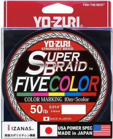 Yo-Zuri SuperBraid Braided Fishing Line 50lb 3300yd Five Color